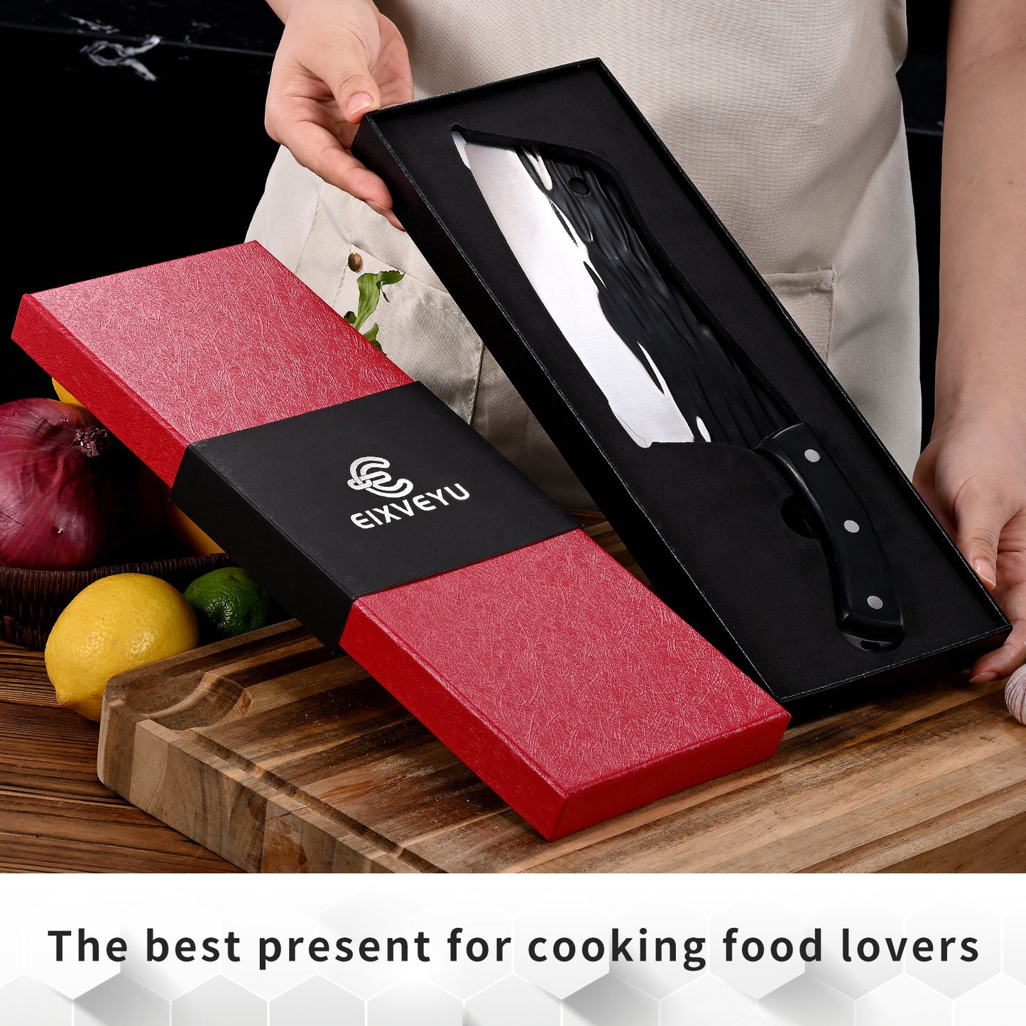 SHI BA ZI ZUO Meat Knife Cleaver Knife Forged Butcher Knife Kitchen Knife for Meat Cutting with Anti-Slip Wooden Handle