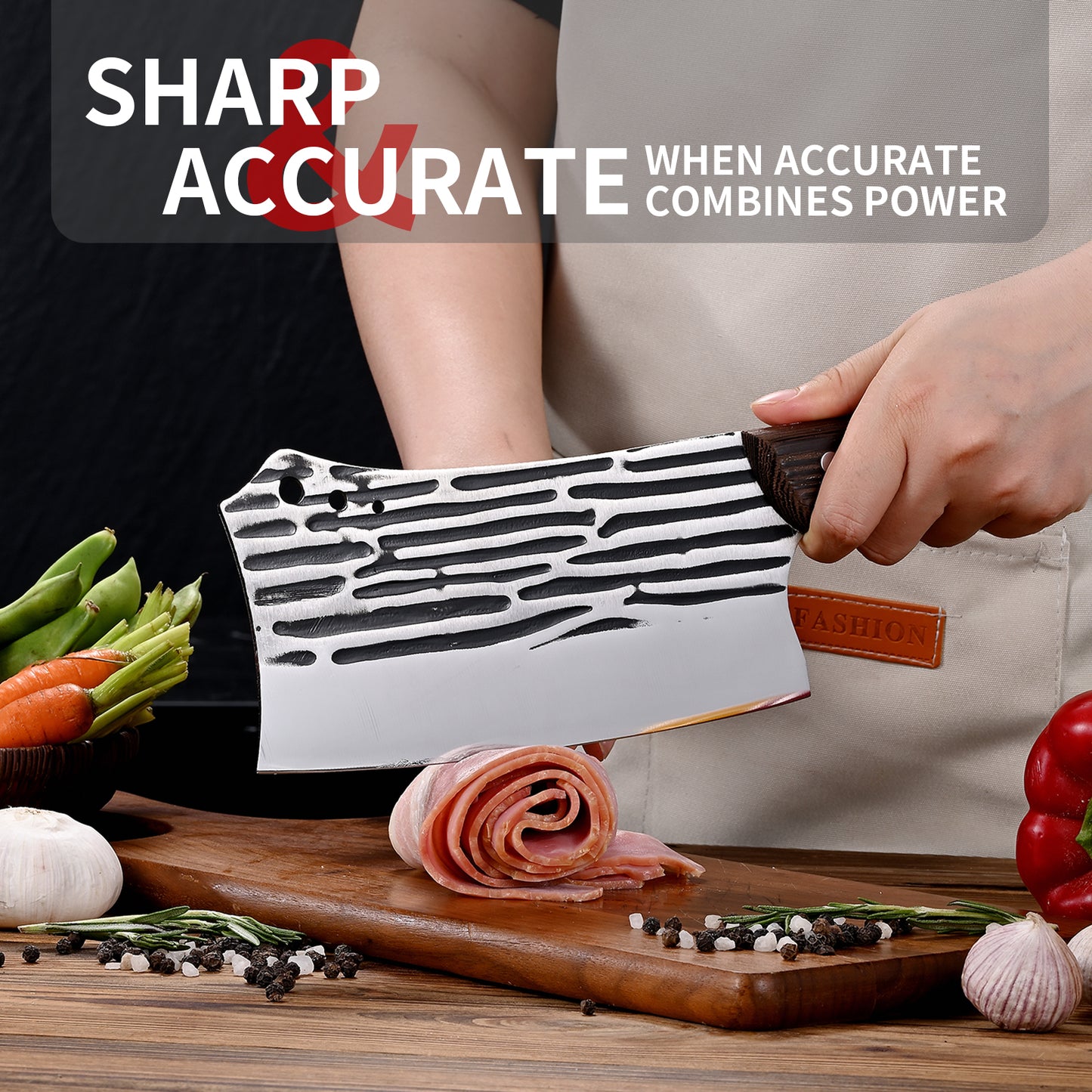 SHI BA ZI ZUO Forged Cleaver Knife Butcher Knife for Vegetable and Meat Cutting,with Non-Slip wooden handle