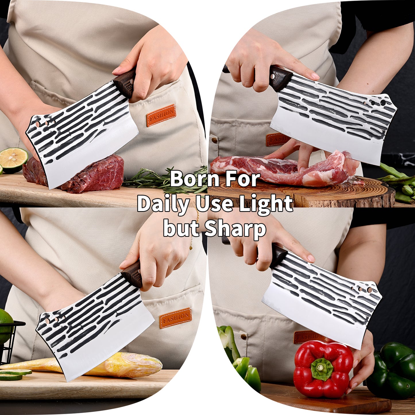 SHI BA ZI ZUO Forged Cleaver Knife Butcher Knife for Vegetable and Meat Cutting,with Non-Slip wooden handle