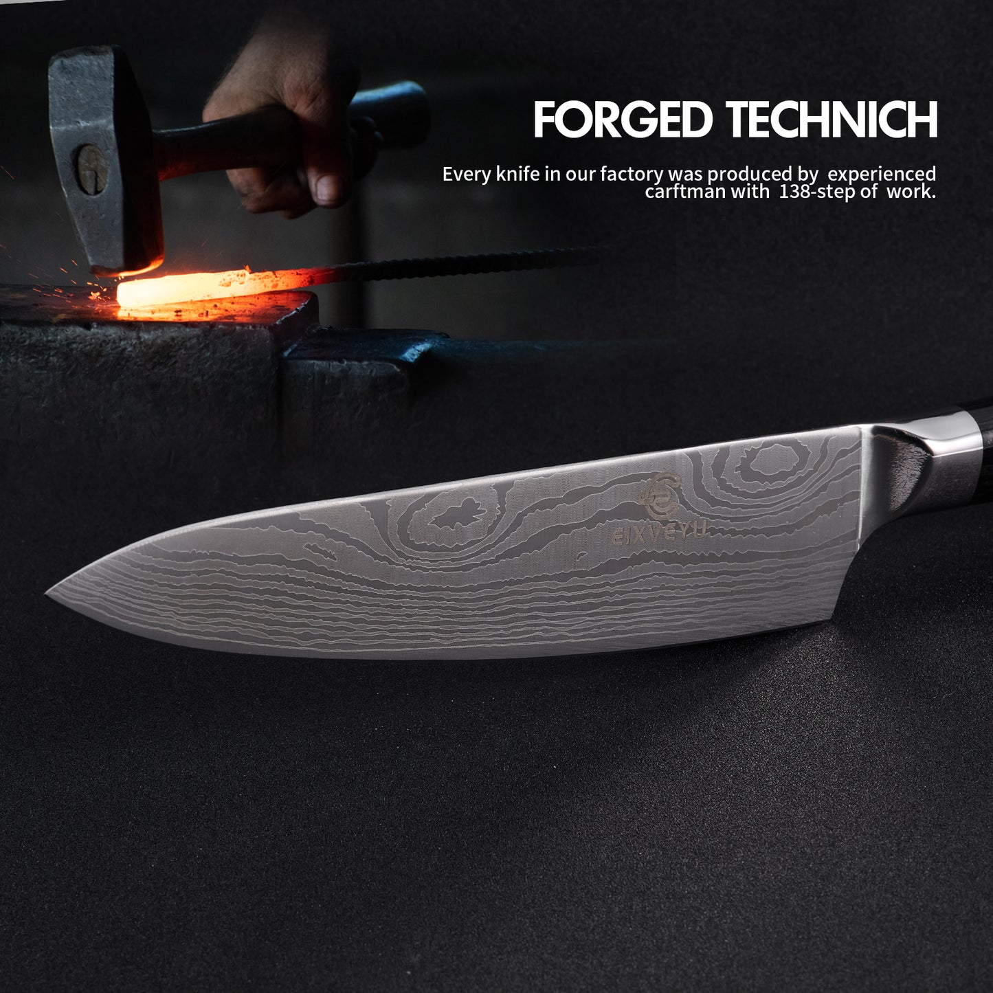 Chef's knife and fruit knife 2-piece set, kitchen knife set, professional chef's knife kitchen knife, Damascus pattern vegetable knife meat knife paring knife, stainless steel handle, gift box