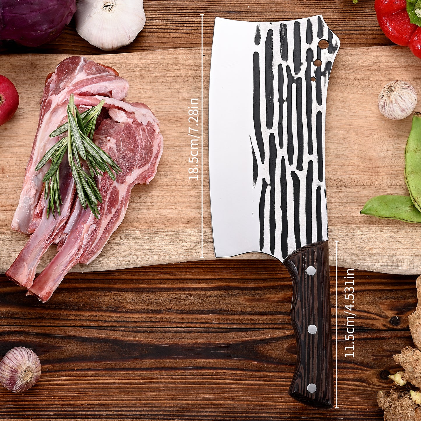 SHI BA ZI ZUO Forged Cleaver Knife Butcher Knife for Vegetable and Meat Cutting,with Non-Slip wooden handle