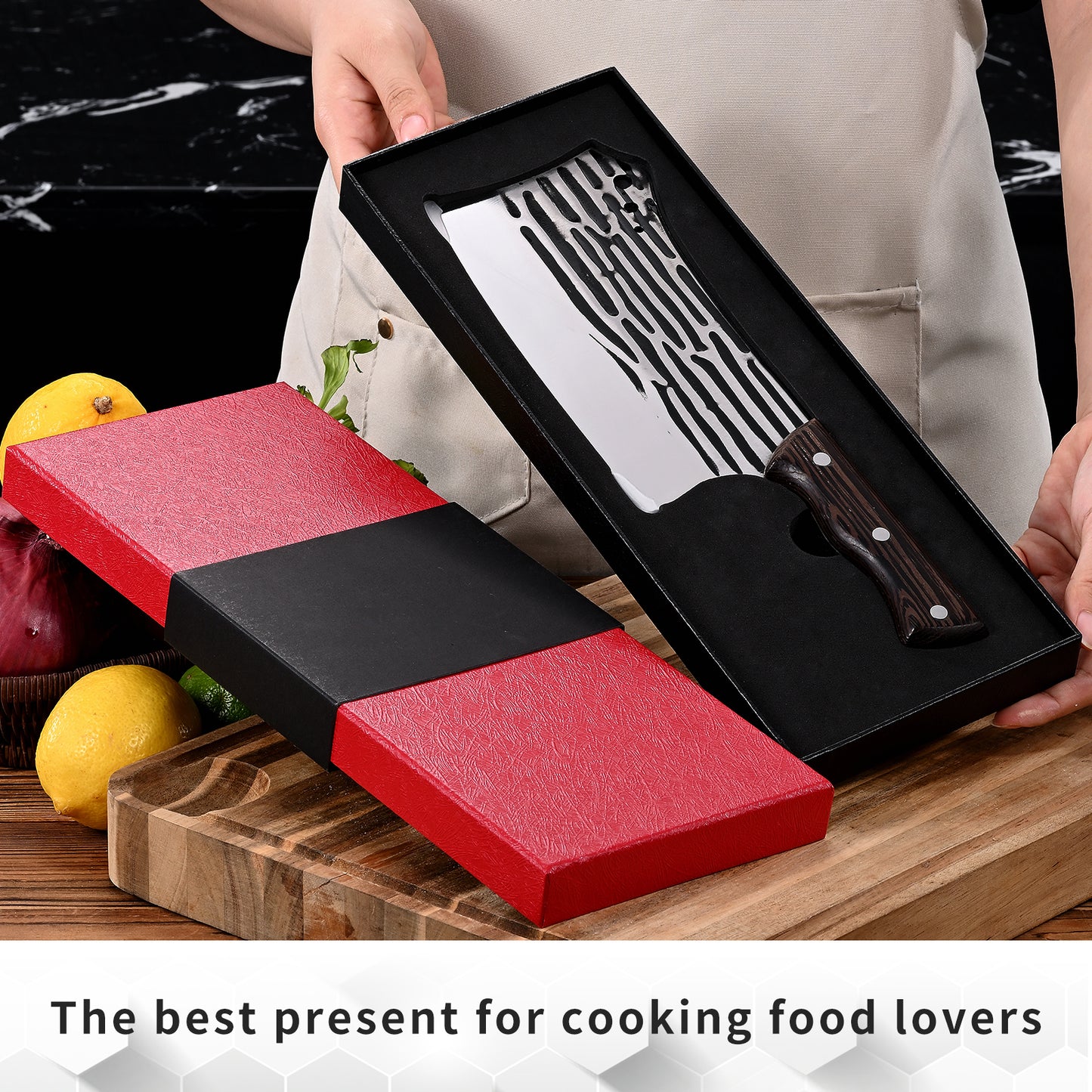 SHI BA ZI ZUO Forged Cleaver Knife Butcher Knife for Vegetable and Meat Cutting,with Non-Slip wooden handle