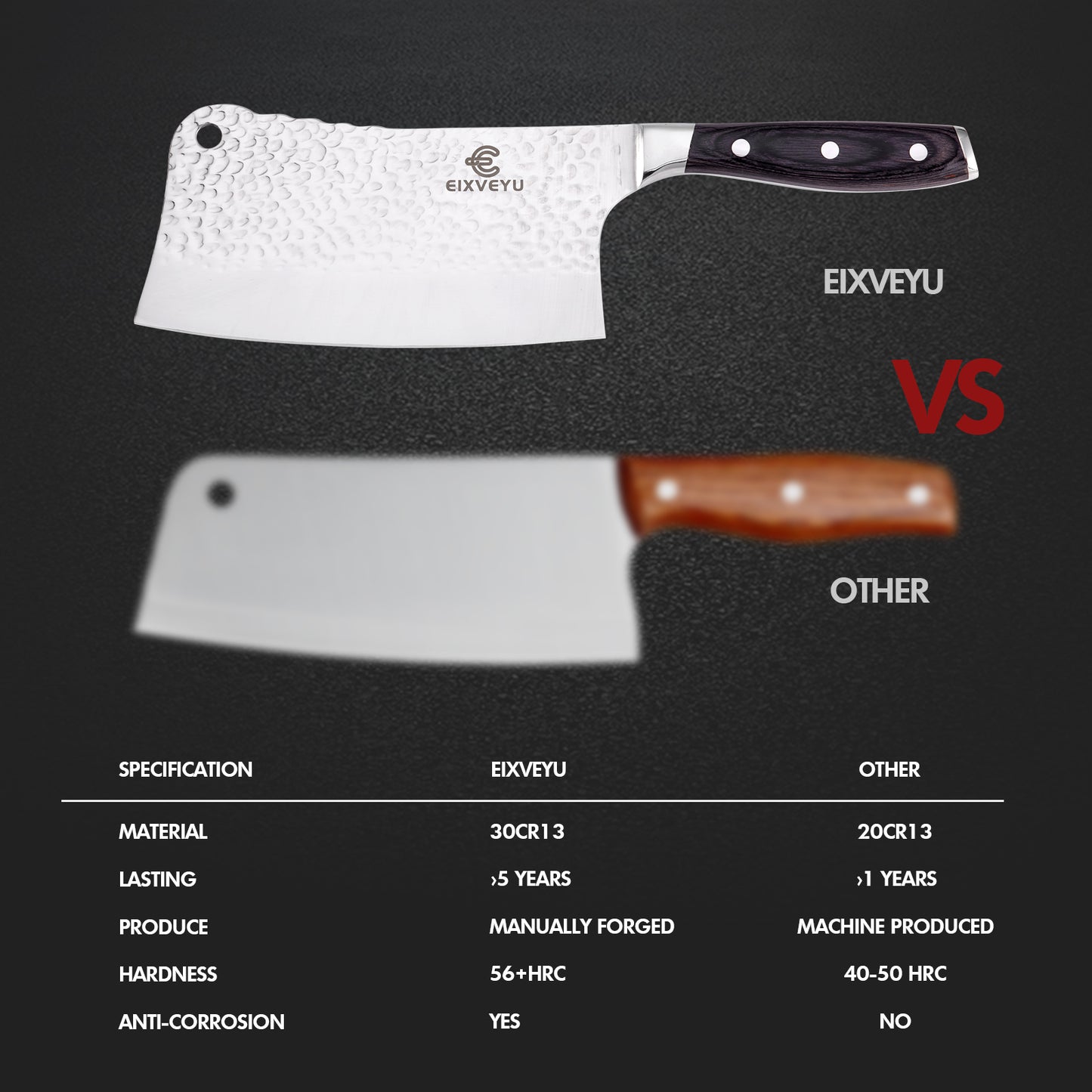 Kitchen knife set, butcher knife, chef's knife, and fruit knife 3-piece set, professional kitchen knife, forged vegetable knife, meat knife, paring knife, wooden handle, gift box