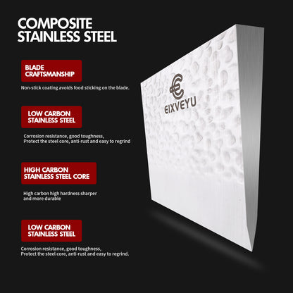 Kitchen knife set, butcher knife, chef's knife, and fruit knife 3-piece set, professional kitchen knife, forged vegetable knife, meat knife, paring knife, wooden handle, gift box