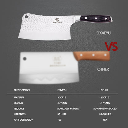 Kitchen knife set, butcher knife and fruit knife 2-piece set, professional chef's knife, kitchen knife, cleaver, forged vegetable knife, paring knife, wooden handle, gift box