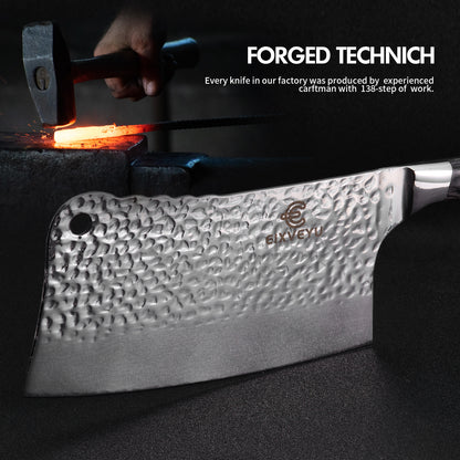 Kitchen knife set, butcher knife and fruit knife 2-piece set, professional chef's knife, kitchen knife, cleaver, forged vegetable knife, paring knife, wooden handle, gift box