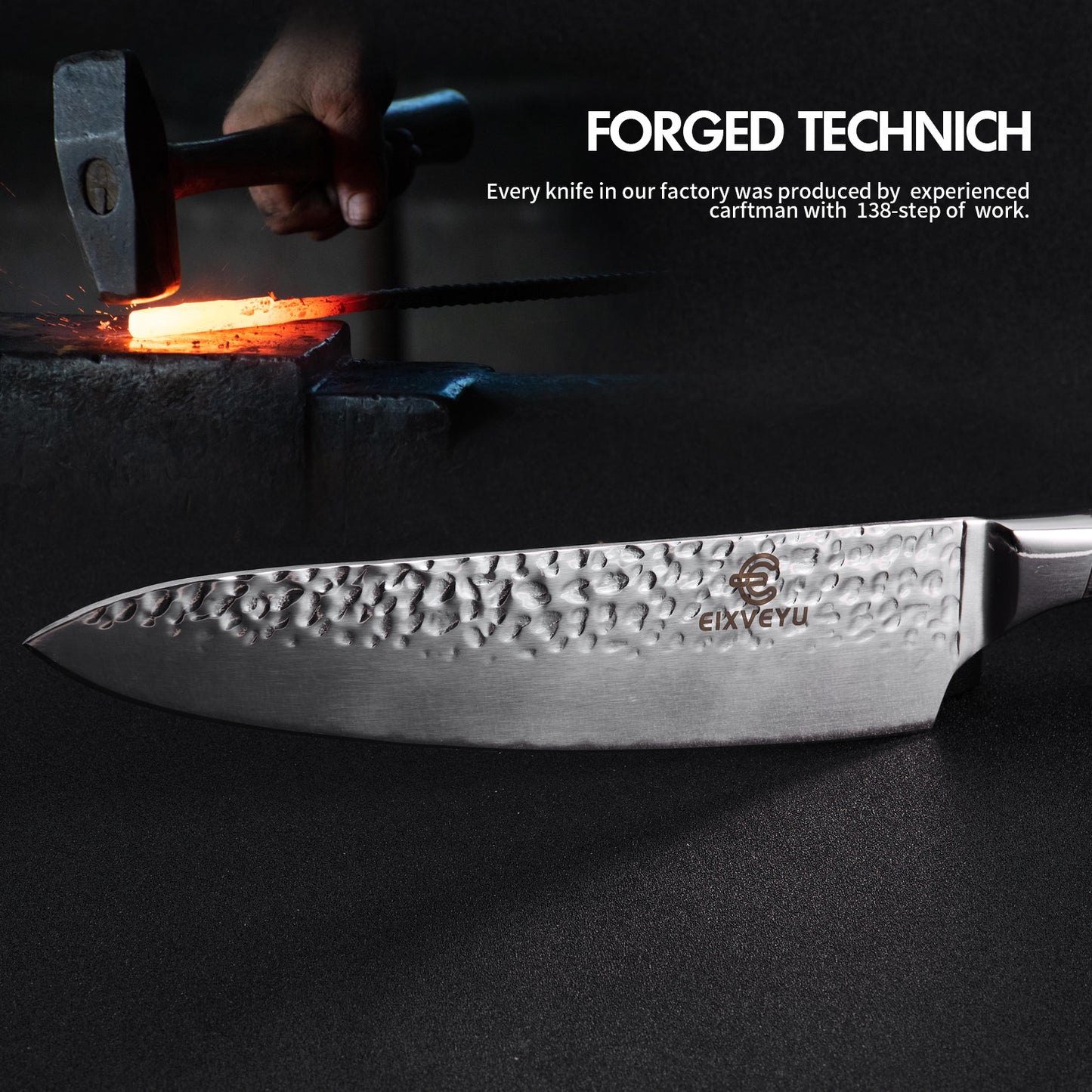 Chef's knife and fruit knife 2-piece set, kitchen knife set, professional chef's knife kitchen knife, forged vegetable knife meat knife paring knife, wooden handle, gift box