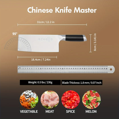 SHI BA ZI ZUO 18cm Chinese chef's knife, chef's knife, thin and light kitchen knife, stainless steel vegetable knife, vegetables and chopping small bones