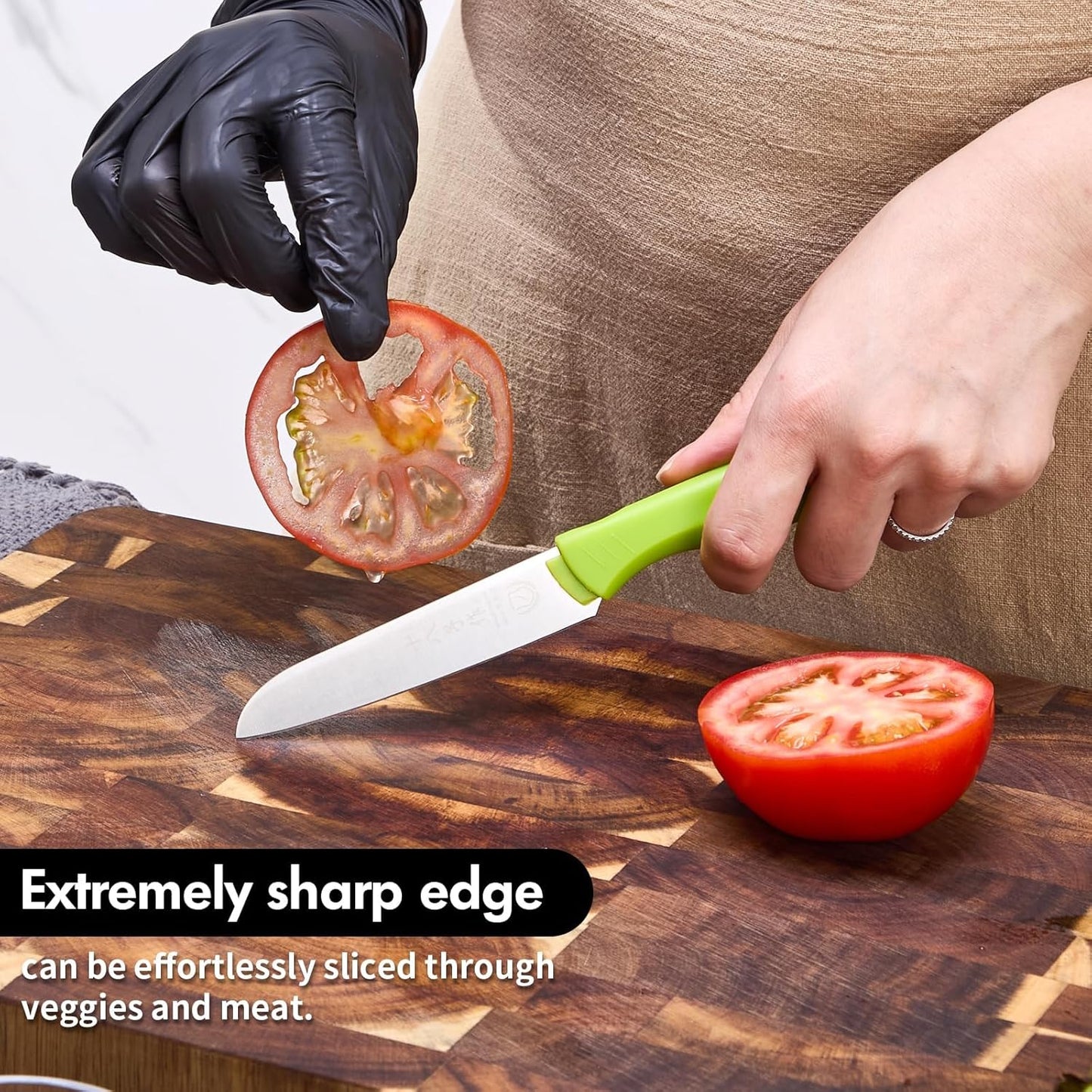 SHI BA ZI ZUO Paring Knife with Knife Cover, Stainless Steel Fruit Knife Ultra Sharp Kitchen Knives with PP Handle